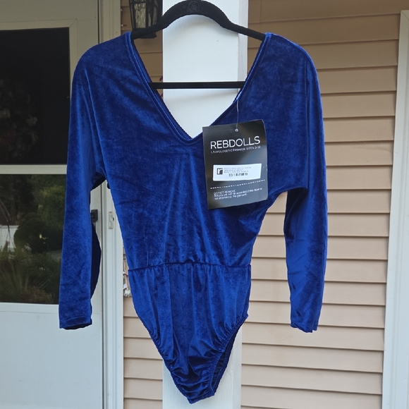 NWT Rebdolls Royal Blue Velvet Bodysuit - Picture 1 of 6